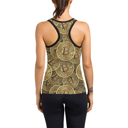 Bitcoin Pattern Print Design DO01 Women's Racerback Tank Top