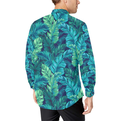 Banana Leaf Pattern Print Design BL05 Men's Long Sleeve Shirt