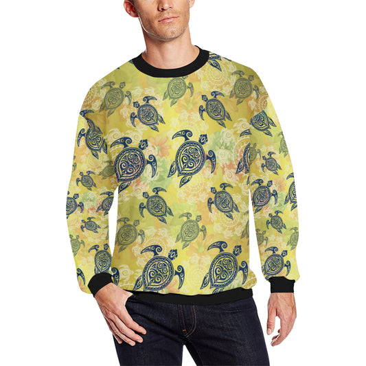 Hawaiian Turtle Tribal Design Print Men Long Sleeve Sweatshirt