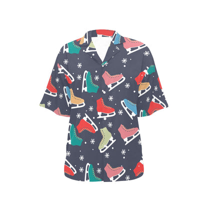 Ice Skate Pattern Print Design 04 Women's Hawaiian Shirt