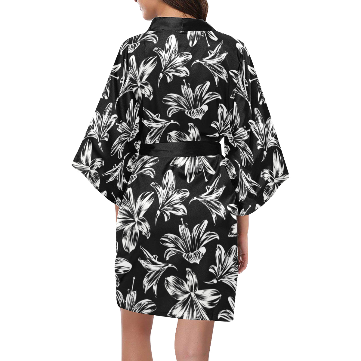 Amaryllis Pattern Print Design AL04 Women's Short Kimono
