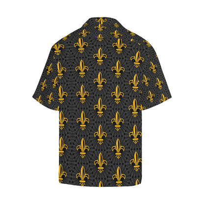 Fleur De Lis Gold Pattern Print Design 01 Men's Hawaiian Shirt