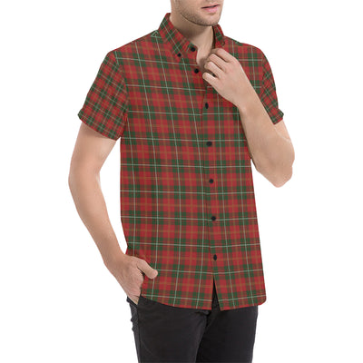 Holiday Tartan Plaid Pattern Men's Short Sleeve Button Up Shirt