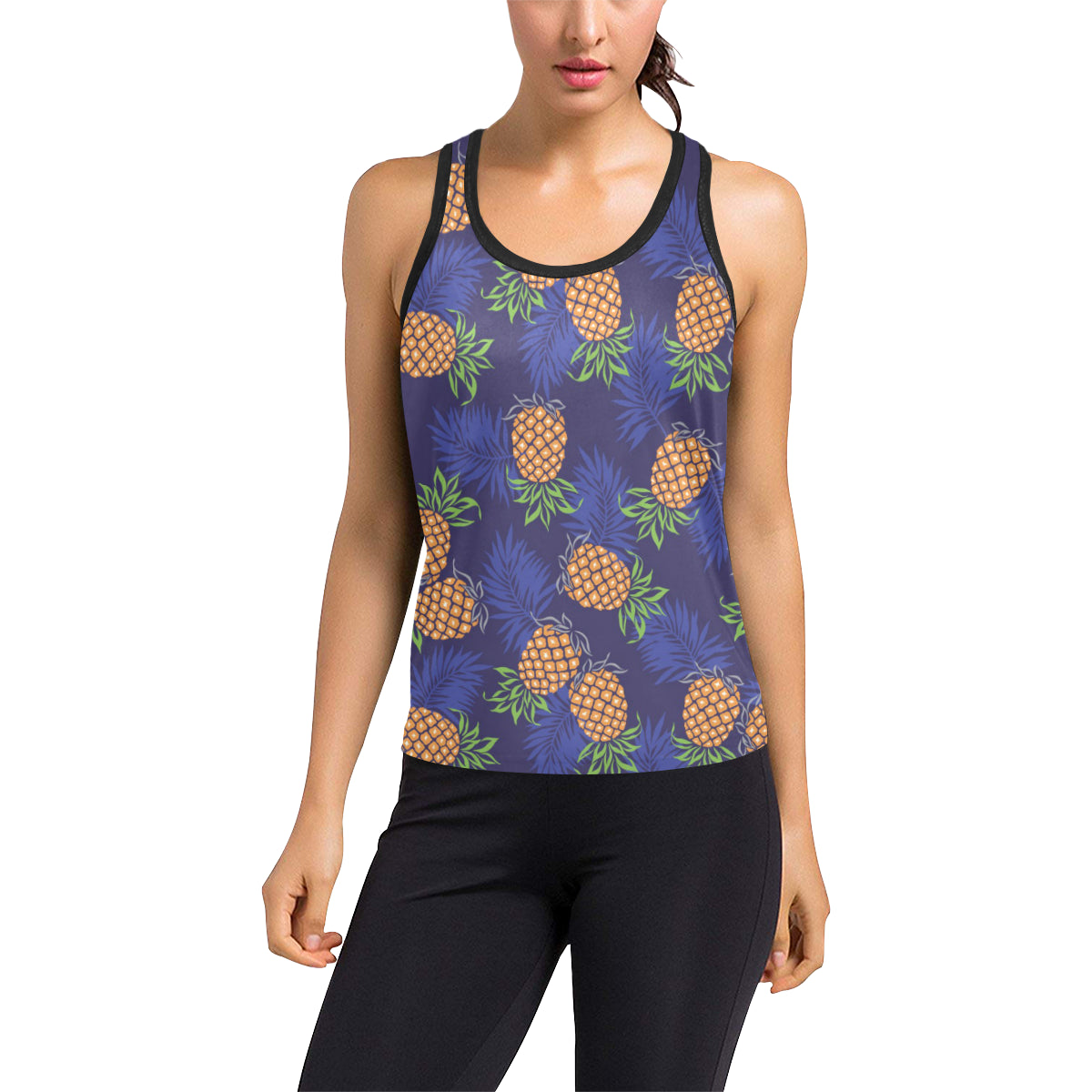 Pineapple Pattern Print Design PP02 Women's Racerback Tank Top