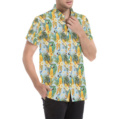 Parrot Pattern Print Design A04 Men's Short Sleeve Button Up Shirt