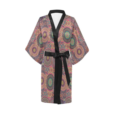 Bohemian Pattern Print Design 07 Women's Short Kimono