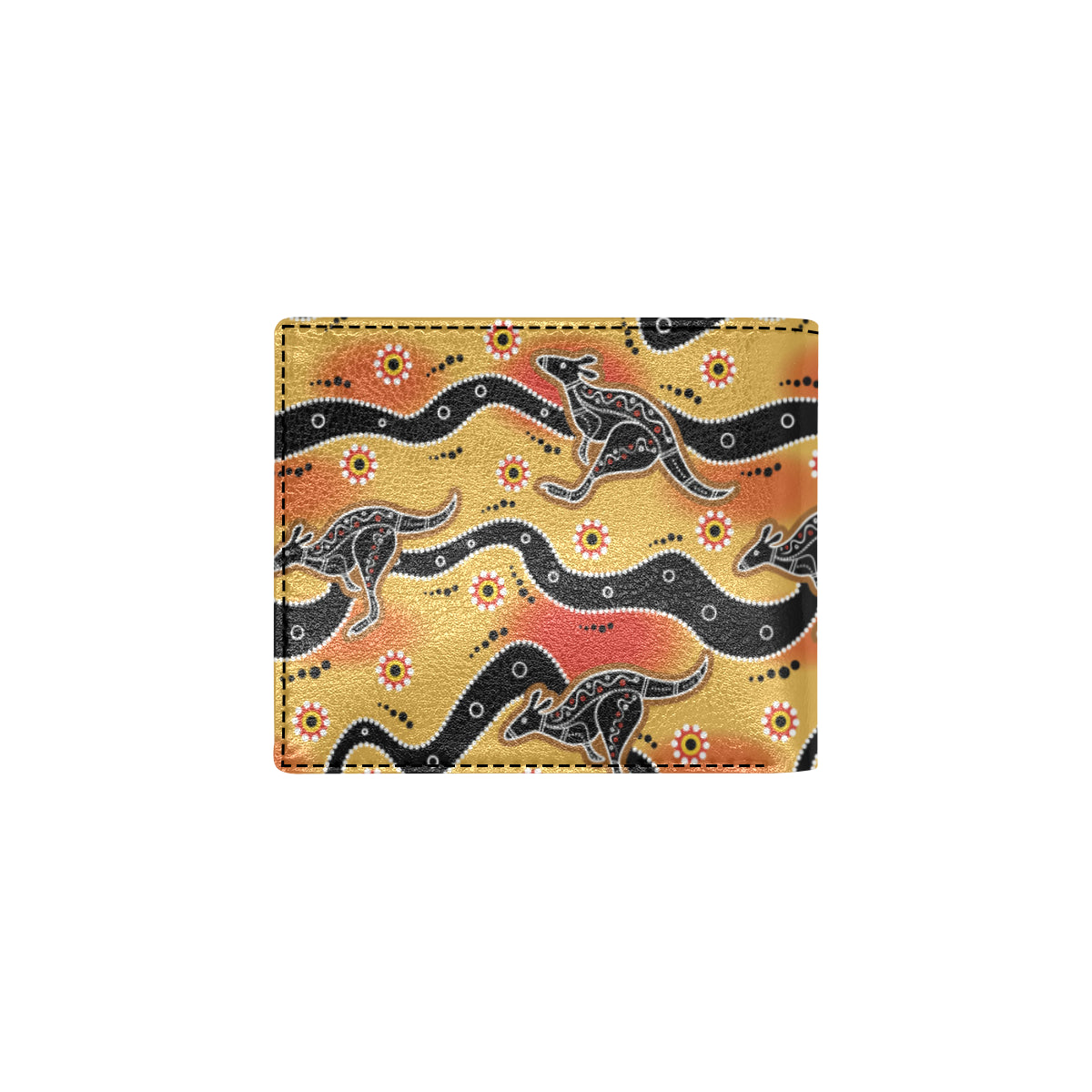 Kangaroos Aboriginal  Pattern Print Design 06 Men's ID Card Wallet