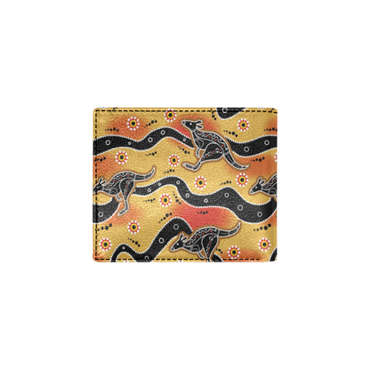 Kangaroos Aboriginal  Pattern Print Design 06 Men's ID Card Wallet