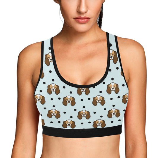 Cavalier King Charles Spaniels Pattern Print Desig Sports Bra