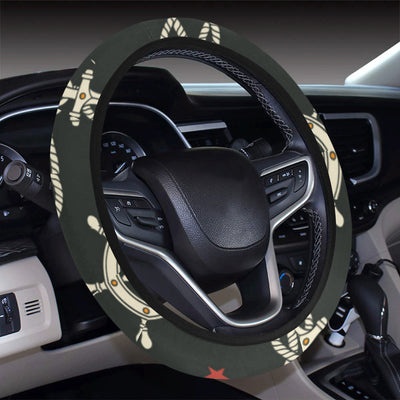 Nautical Anchor Pattern Steering Wheel Cover with Elastic Edge