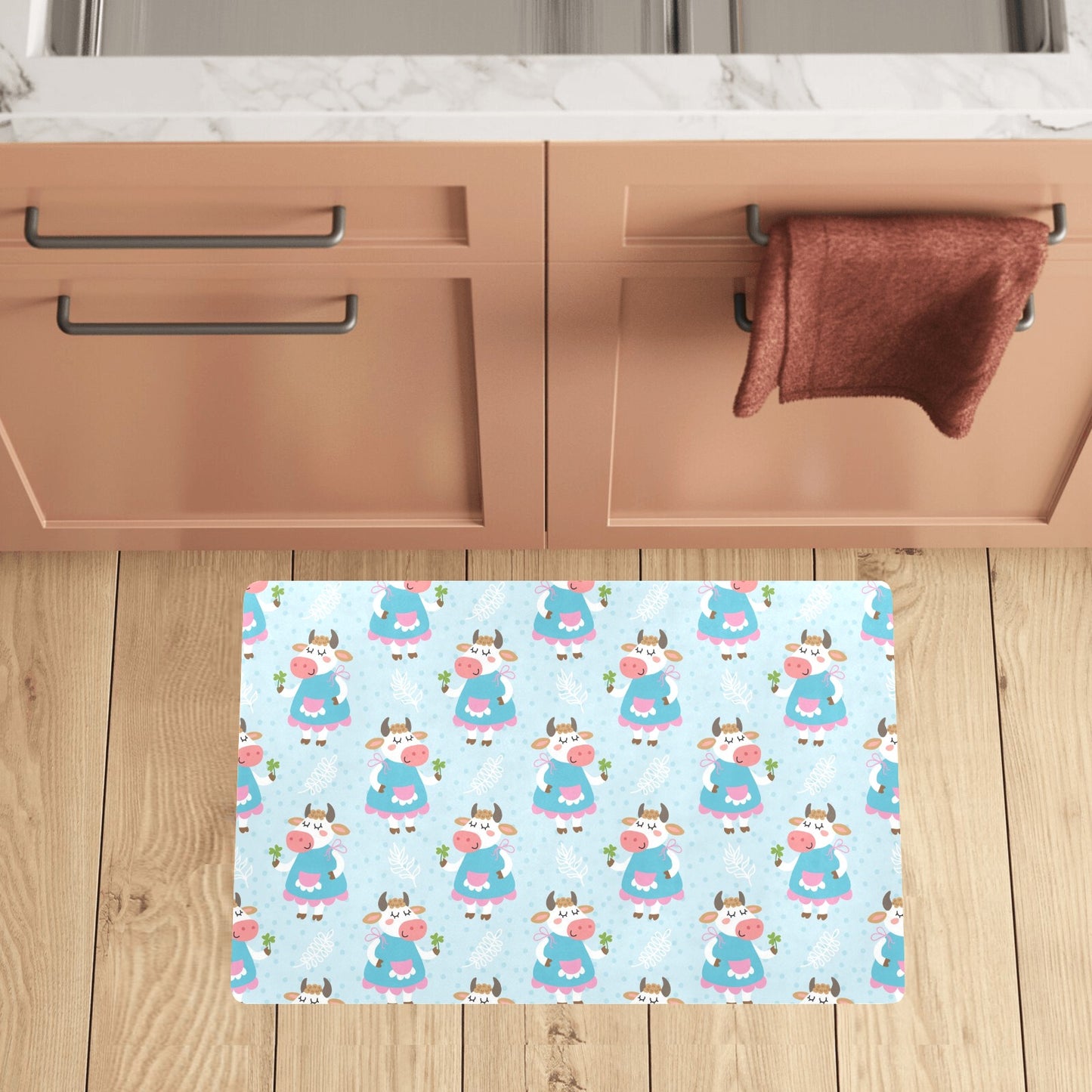 Cattle Happy Pattern Print Design 03 Kitchen Mat