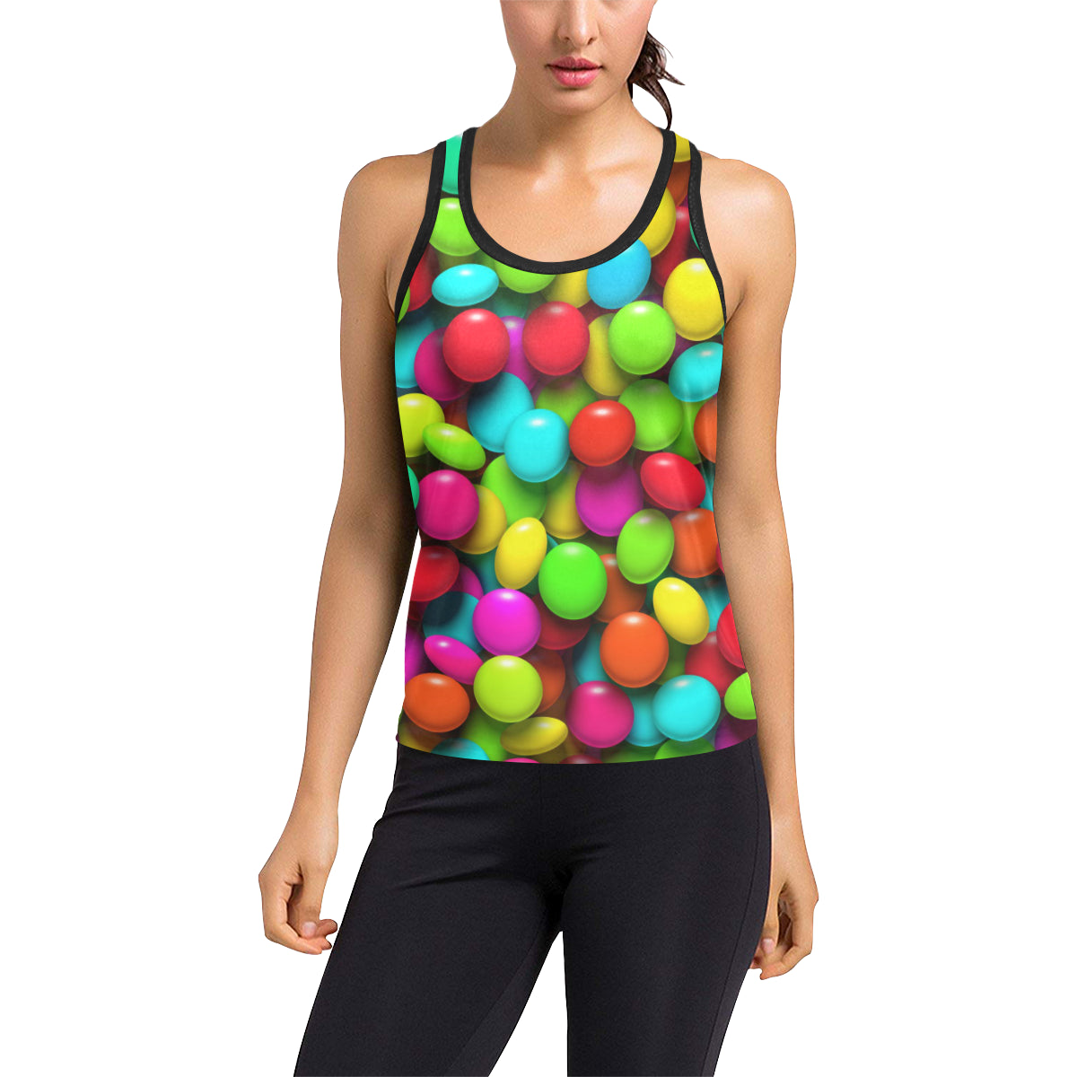 Candy Pattern Print Design CA03 Women's Racerback Tank Top