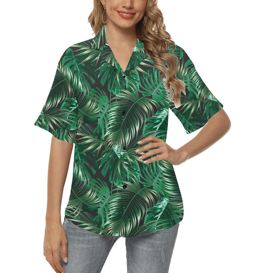 Tropical Flower Pattern Print Design TF012 Women's Hawaiian Shirt