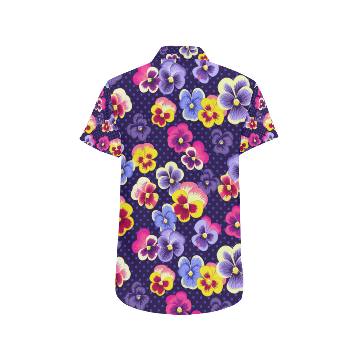 Pansy Pattern Print Design PS04 Men's Short Sleeve Button Up Shirt