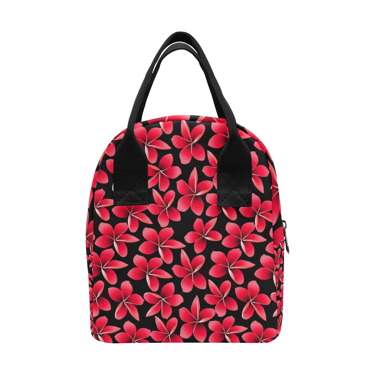 Red Plumeria Pattern Print Design PM025 Insulated Lunch Bag
