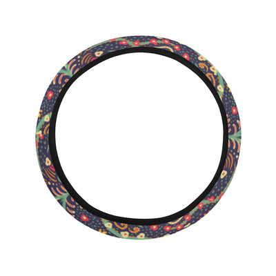 Bohemian Pattern Print Design 08 Steering Wheel Cover with Elastic Edge