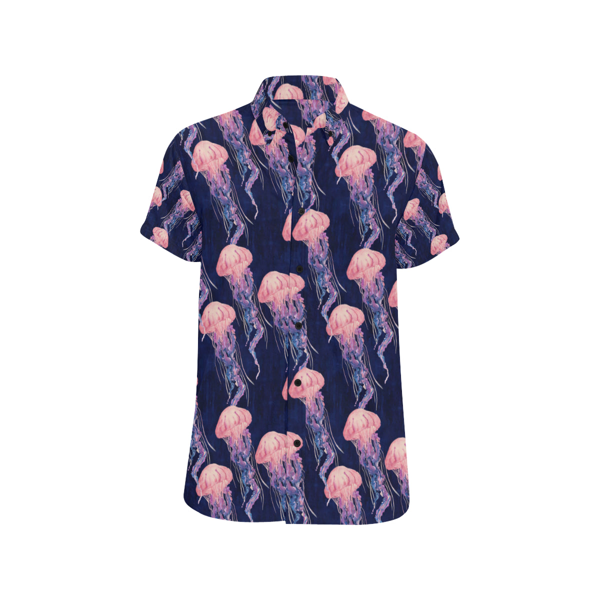 Jellyfish Pattern Print Design 03 Men's Short Sleeve Button Up Shirt