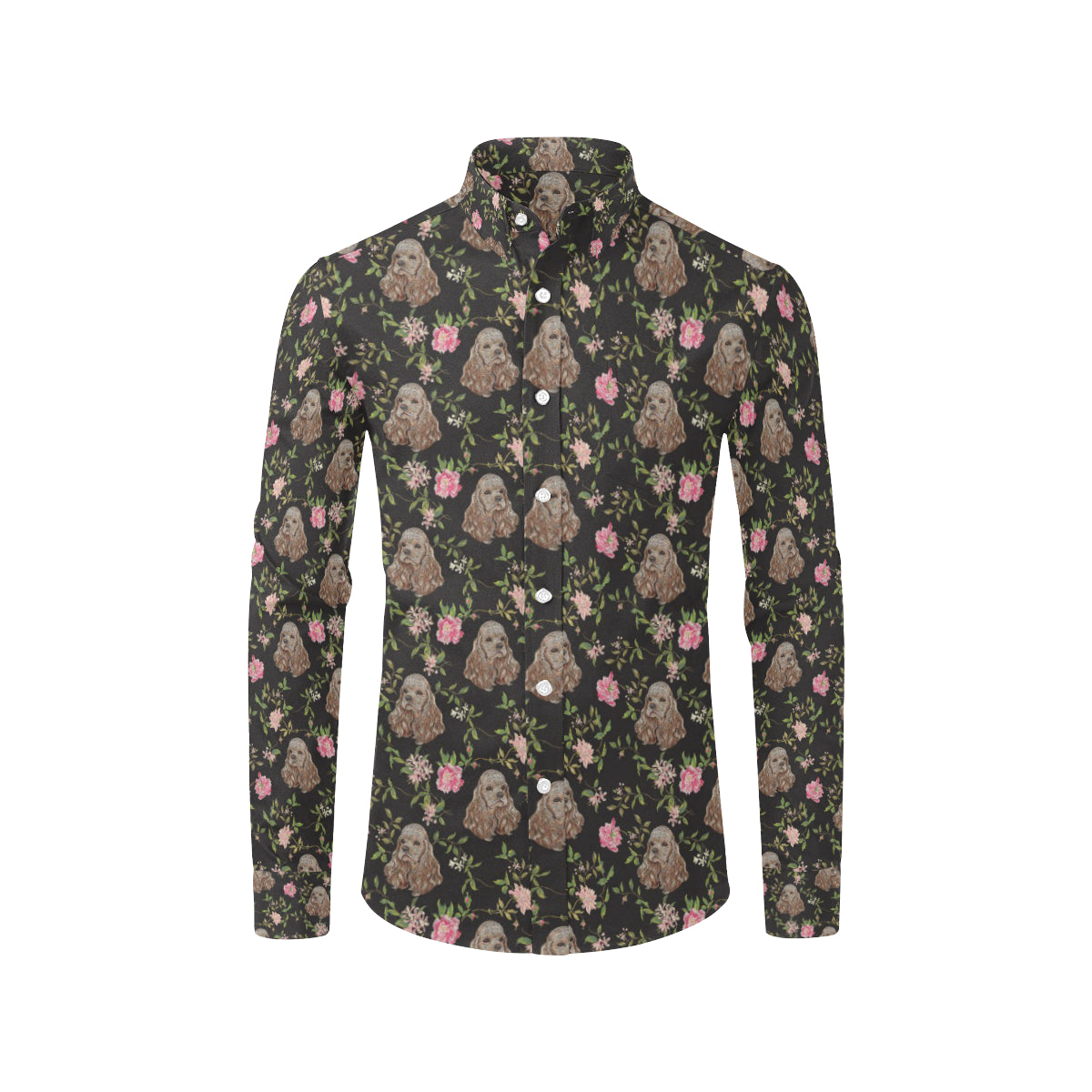 Cocker Pattern Print Design 03 Men's Long Sleeve Shirt