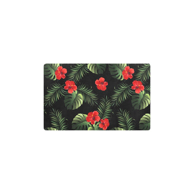 Red Hibiscus Tropical Kitchen Mat