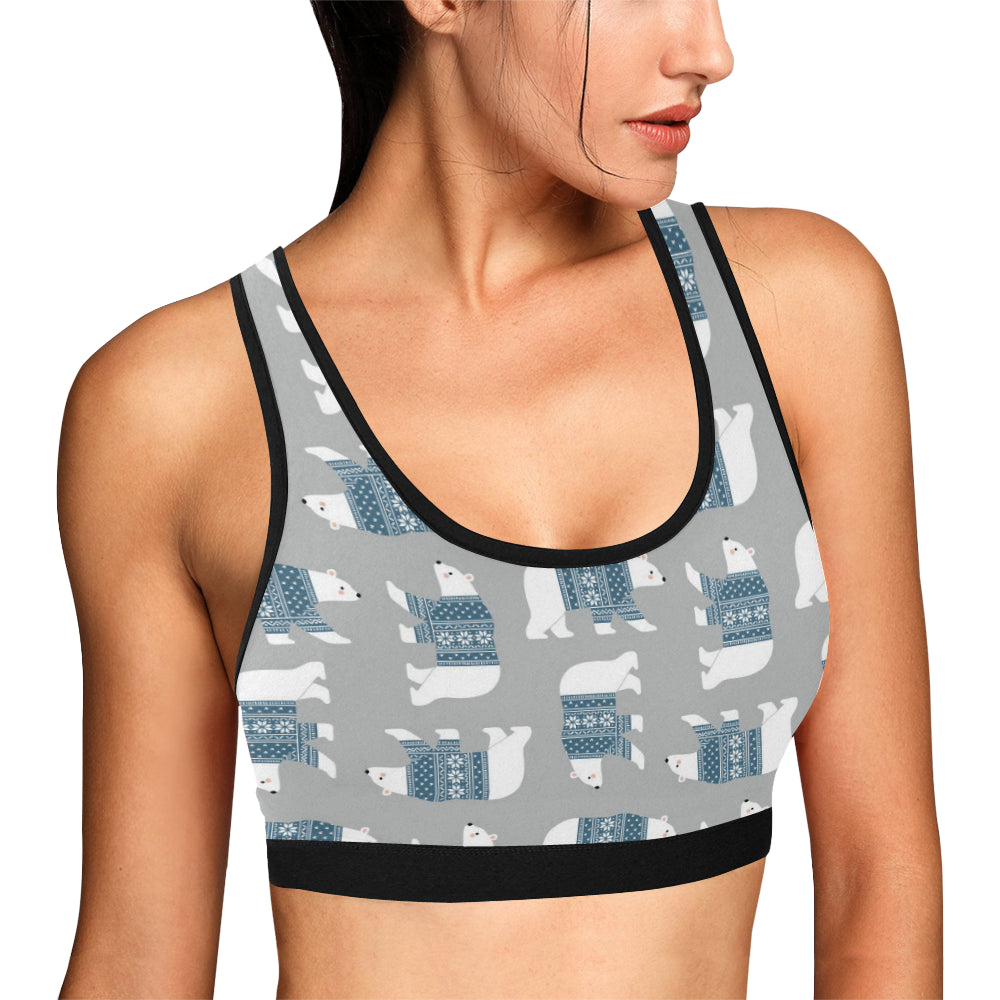 Polar Bear Pattern Print Design A03 Sports Bra