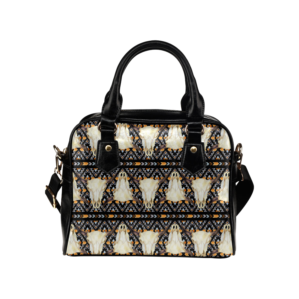 Buffalo Head Pattern Print Design 03 Shoulder Handbag