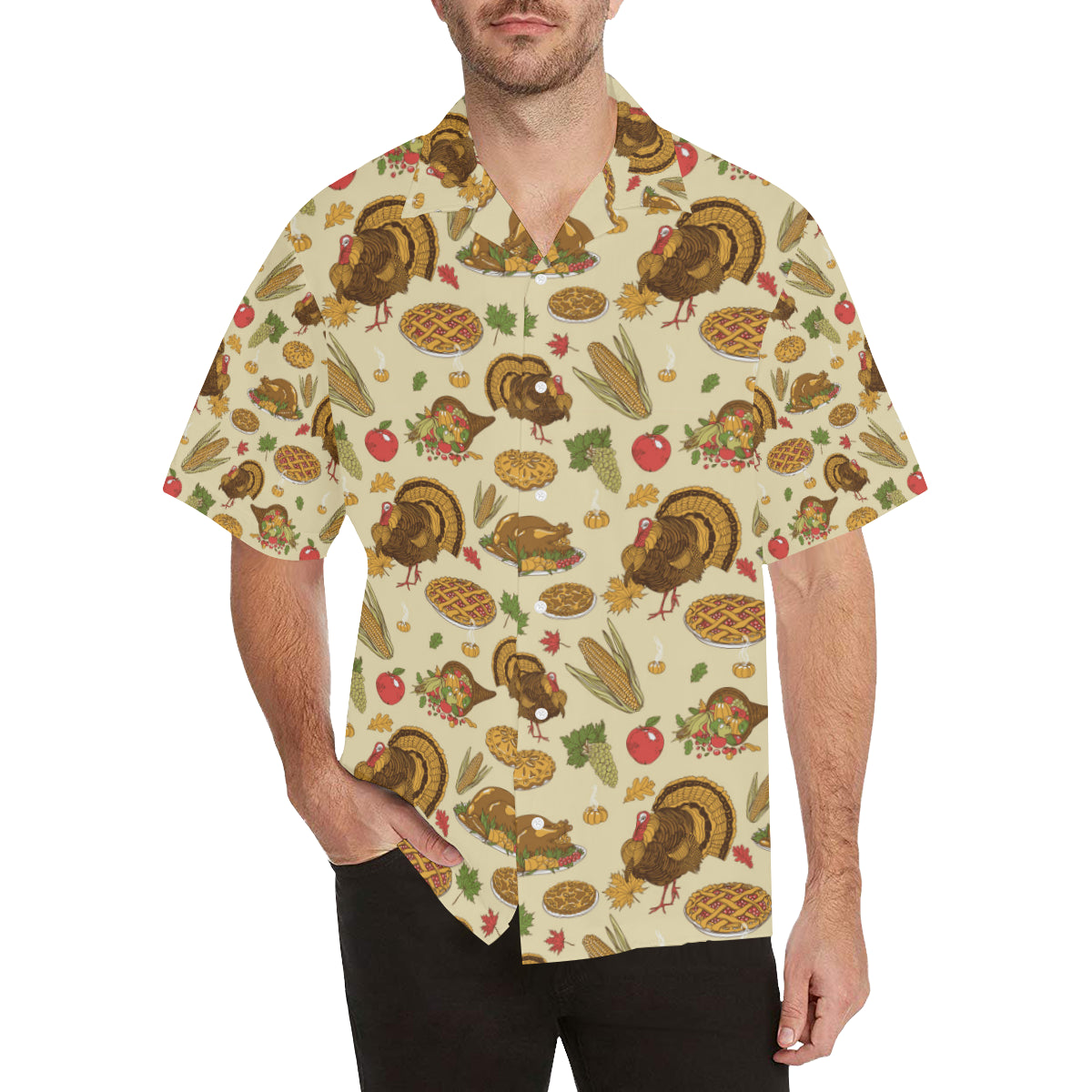 Turkey Pattern Print Design 02 Men's Hawaiian Shirt