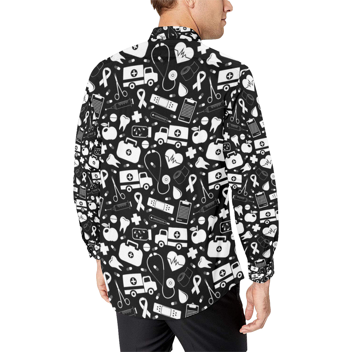 Medical Pattern Print Design 01 Men's Long Sleeve Shirt