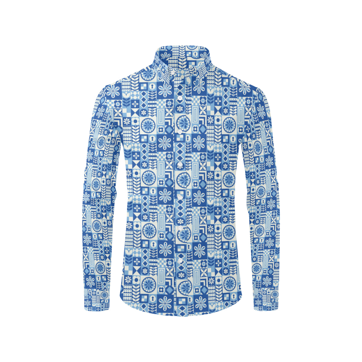 Swedish Print Pattern Men's Long Sleeve Shirt