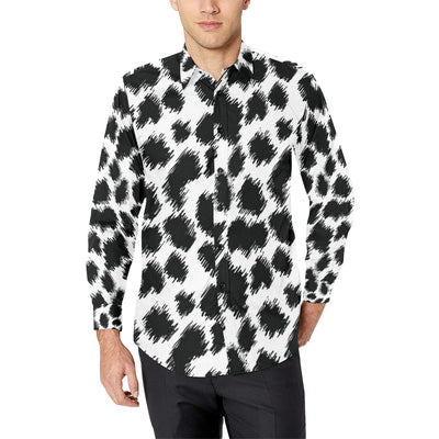 Cheetah Black Print Pattern Men's Long Sleeve Shirt