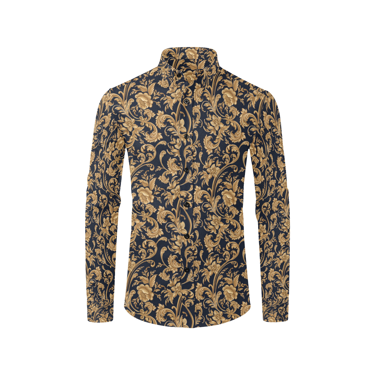 Baroque Golden Pattern Print Design 03 Men's Long Sleeve Shirt