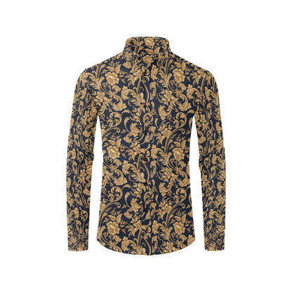 Baroque Golden Pattern Print Design 03 Men's Long Sleeve Shirt