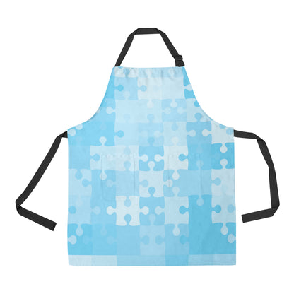 Puzzle Blue Pattern Print Design A04 Apron with Pocket