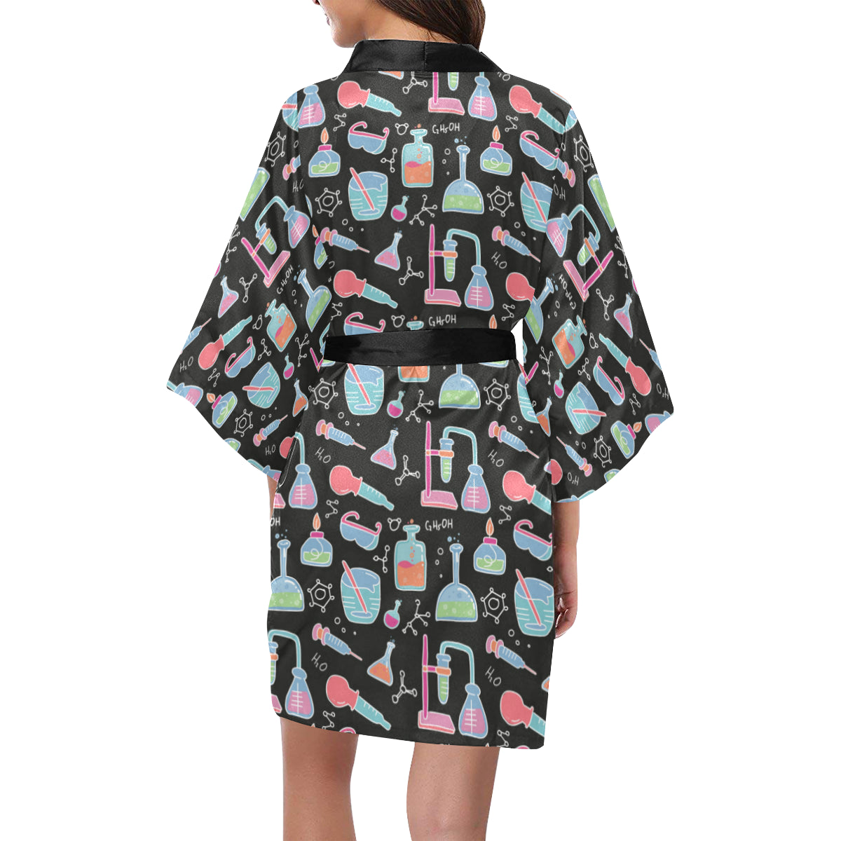 Chemical Pattern Print Design 06 Women's Short Kimono