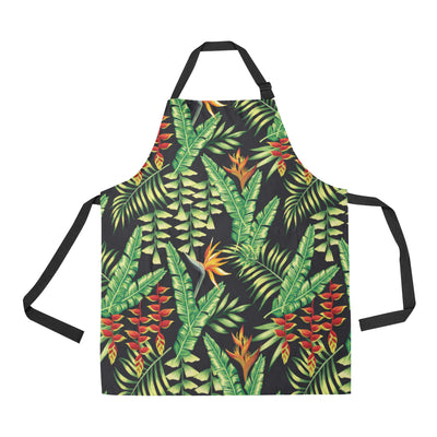 Hawaiian Flower Tropical Palm Leaves Apron with Pocket