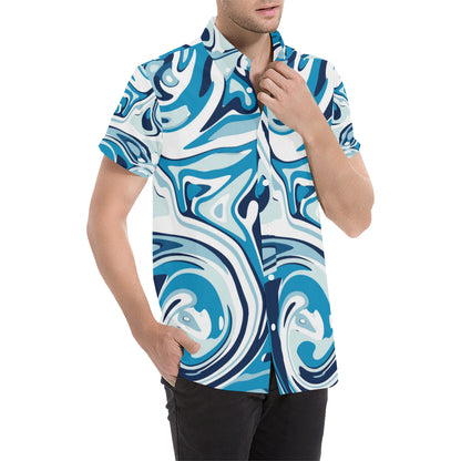 Liquid Pattern Print Design 05 Men's Short Sleeve Button Up Shirt
