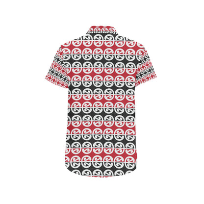 Maori Classic Themed Design Print Men's Short Sleeve Button Up Shirt