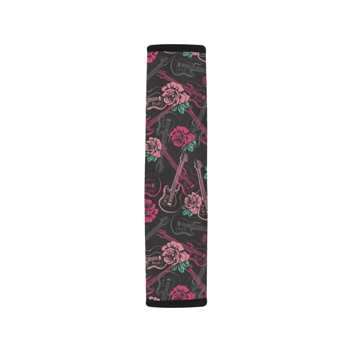 Bass Guitar Pink Rose Pattern Print Design 01 Car Seat Belt Cover