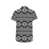 Aztec Black White Print Pattern Men's Short Sleeve Button Up Shirt