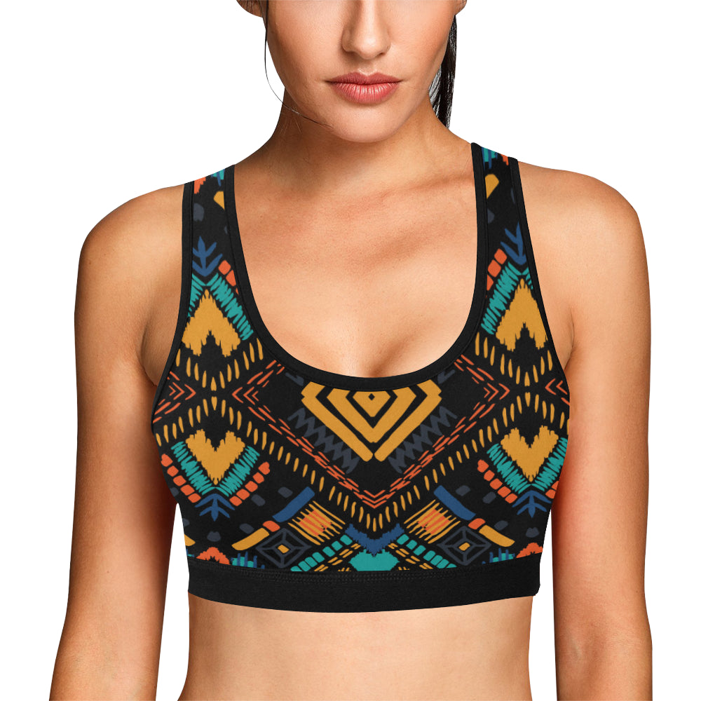 Kente Pattern Print Design 05 Sports Bra