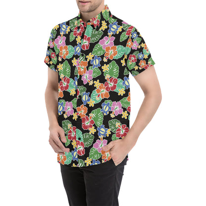 Hawaiian Themed Pattern Print Design H010 Men's Short Sleeve Button Up Shirt