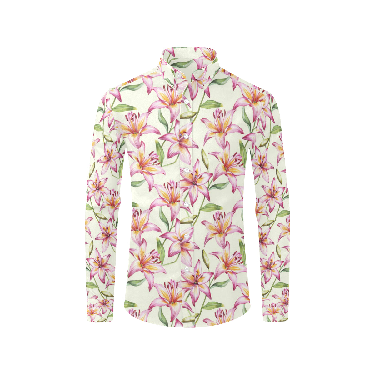 Lily Pattern Print Design LY011 Men's Long Sleeve Shirt