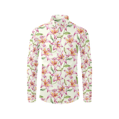 Lily Pattern Print Design LY011 Men's Long Sleeve Shirt