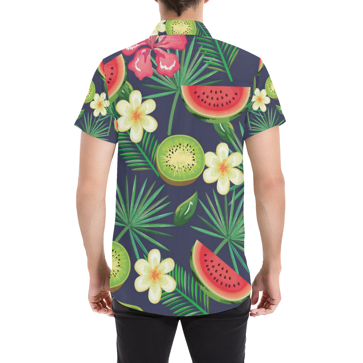 Tropical Fruits Pattern Print Design TF05 Men's Short Sleeve Button Up Shirt