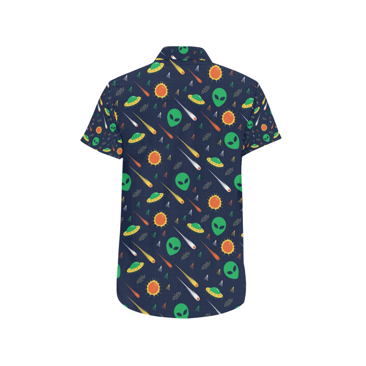 Alien UFO Pattern Print Design 05 Men's Short Sleeve Button Up Shirt