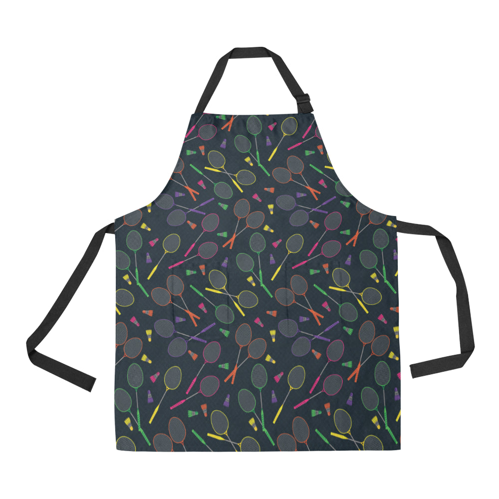 Badminton Pattern Print Design 04 Apron with Pocket