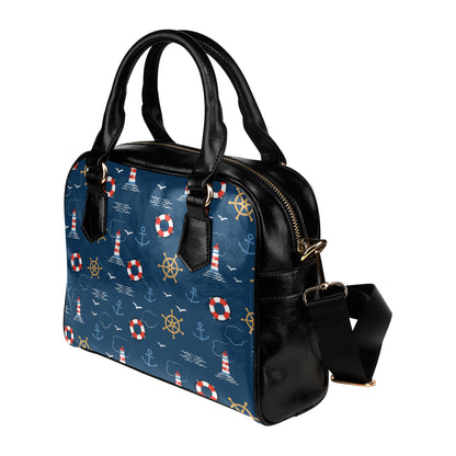 Nautical Pattern Print Design A06 Shoulder Handbag