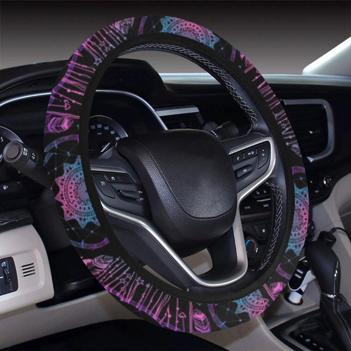 Dream catcher boho mandala Steering Wheel Cover with Elastic Edge