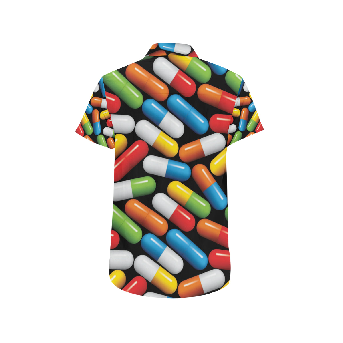 Pill Pattern Print Design A02 Men's Short Sleeve Button Up Shirt