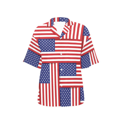 Patriotic US Flag Pattern Print Design A01 Women's Hawaiian Shirt