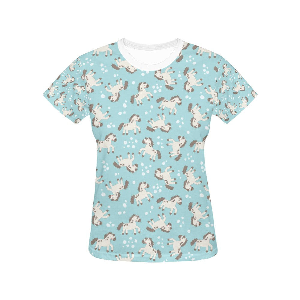 Horse Cute Print Design LKS306 Women's  T-shirt